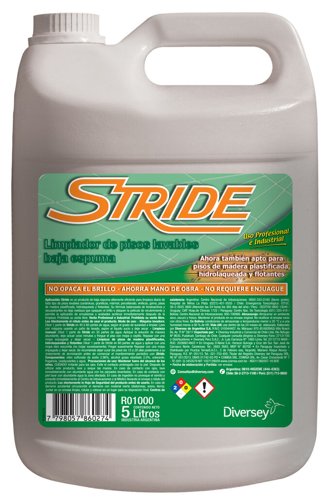 STRIDE 4x5L - LIMPIADOR PARA TODO TIPO DE PISOS LAVABLES